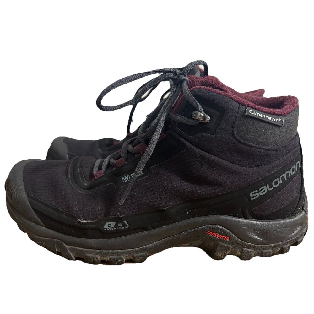 Salomon Shelter Boots Women’s Sz 8 Black CS Waterproof Hiking Winter